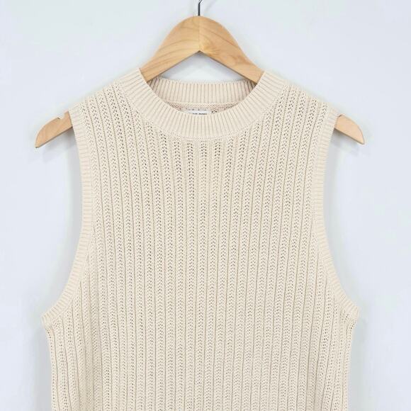 NWT J.Crew Factory Fringe Knit Sleeveless Sweater-Tank Dusty Ivory Natural Large - Picture 5 of 10